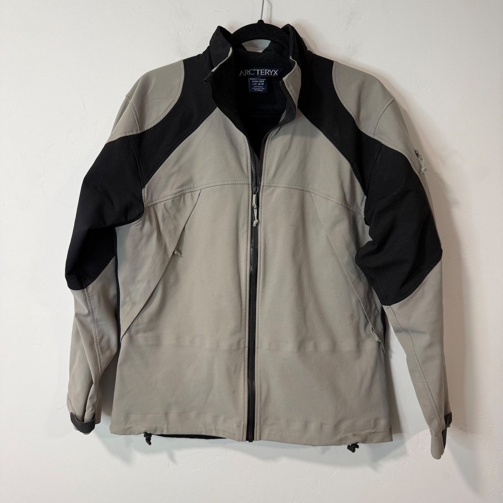 Arc'teryx Womens Softshell Jacket L Grey Black Colorblock Full Zip Waterproof